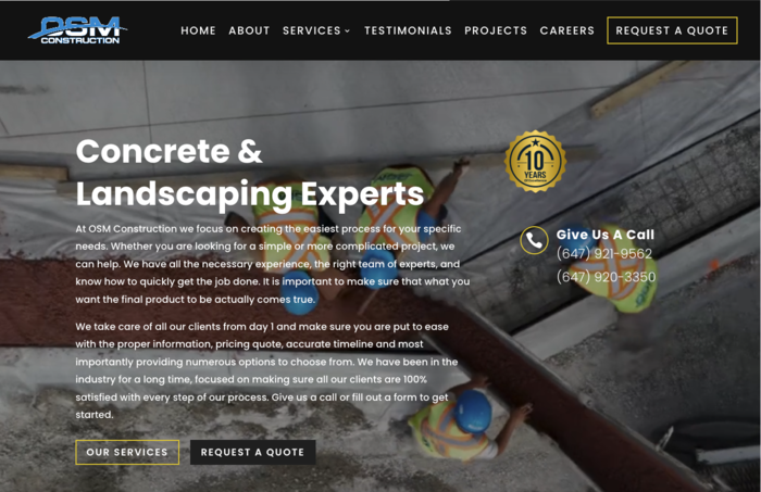 OSM Construction website