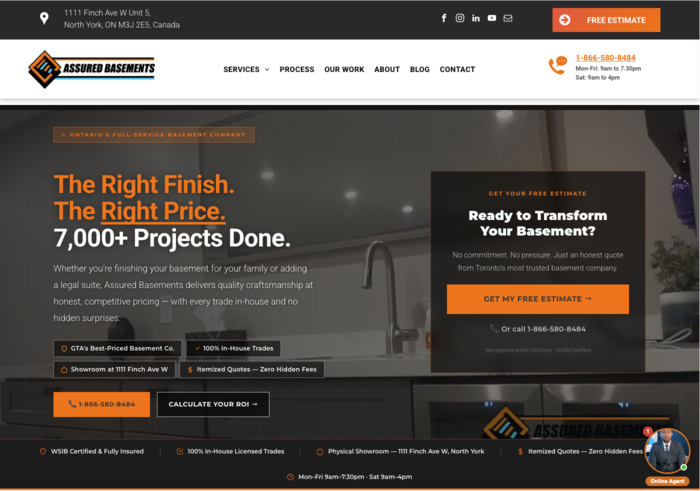 Assured Basements website