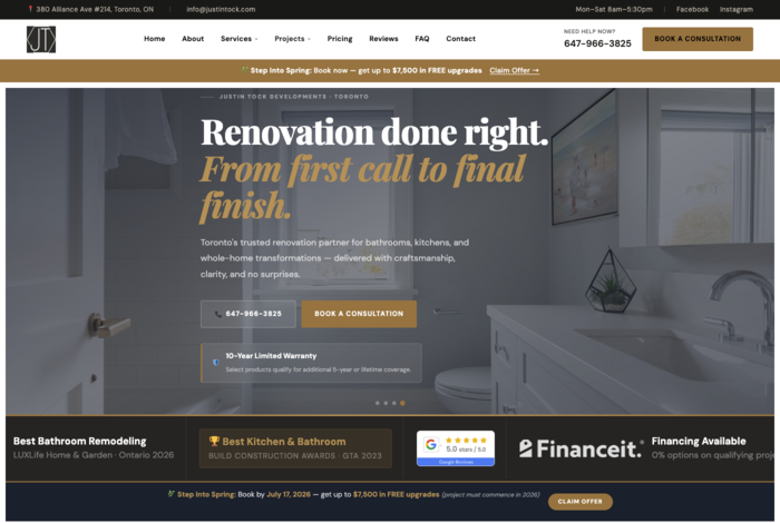 Justin Tock Developments website
