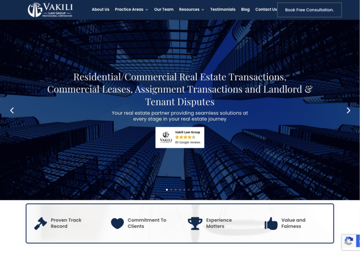 Vakili Law Group website